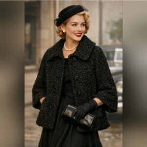 Vintage Astrakin Made In France Styled By Lepshire Persian Curly Lambs Wool Coat